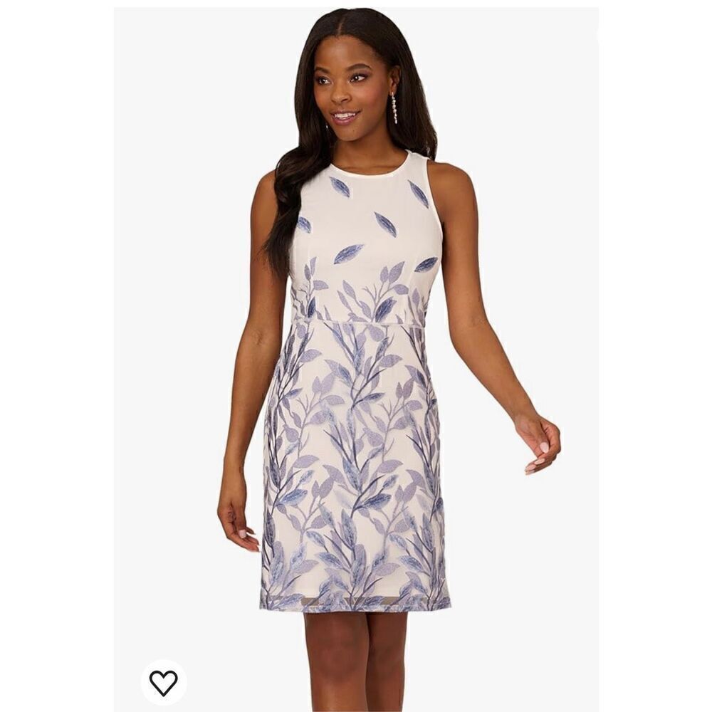 Adrianna Papell Women's Leaf Embroidered A-line Dress